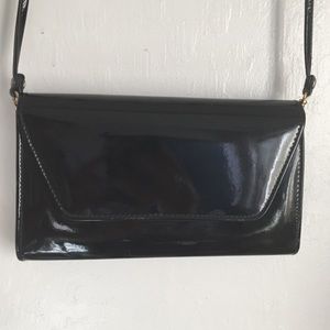 Vintage Black Patent Leather clutch Shoulder Bag
